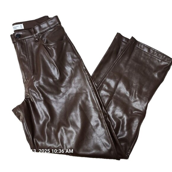 Abercrombie & Fitch Pants 90’s Straight Ultra High Rise Vegan Leather Women's 30 - Picture 1 of 10